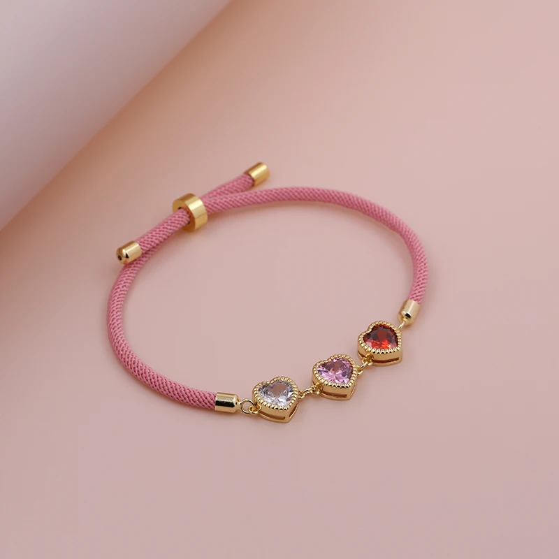 2024 New Classic  Heart Initial Letter Bracelet Women Simple Adjustable Colorful pink Rope Bracelet For Women Jewelry Gift