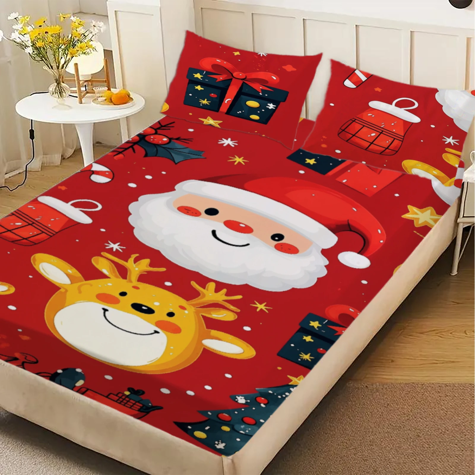 1 buah penutup kasur Natal, pe - Fitted Bed Sheets Deep Pocket ulasan dan harga