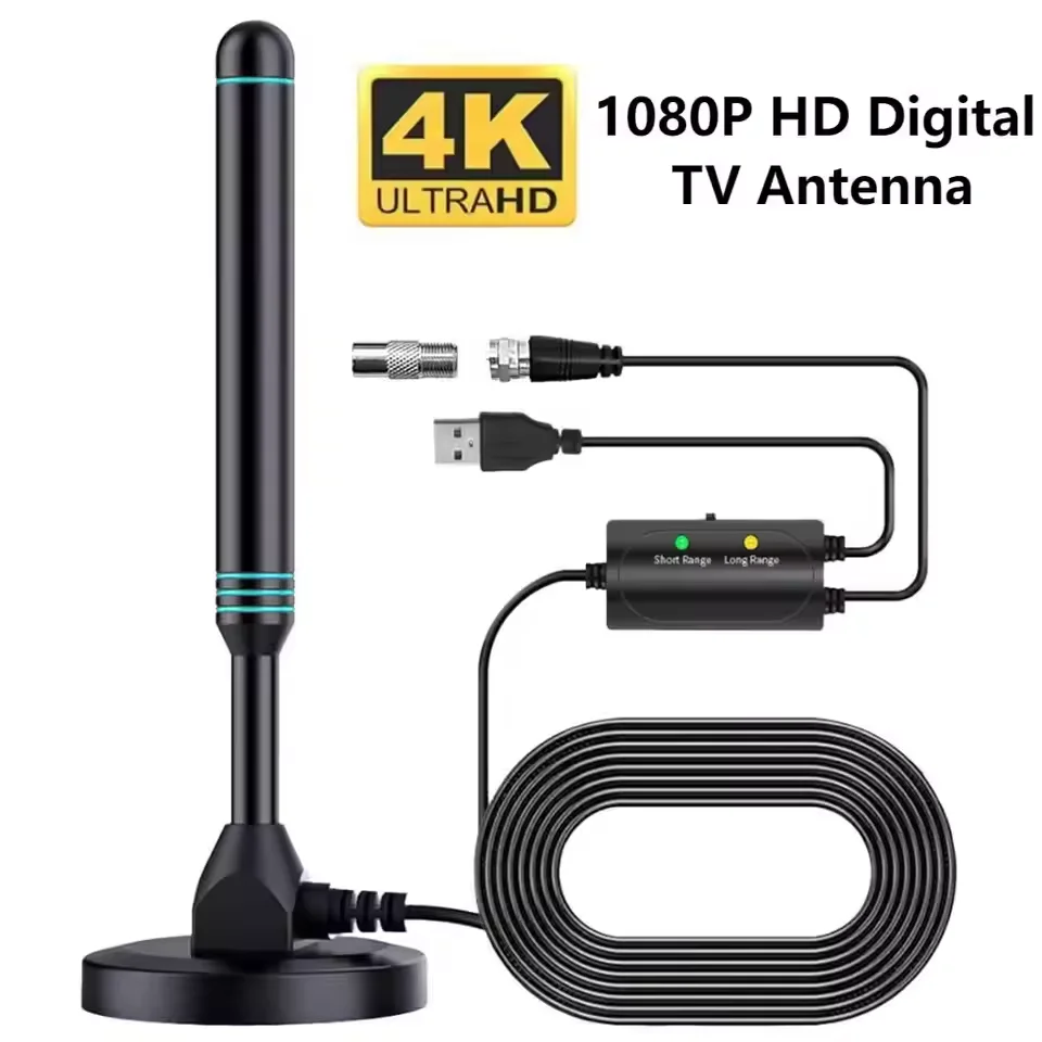 

Цифровая ТВ-антенна 4K/1080P HD с магнитным основанием, 800 миль приема, для использования в помещении и на улице, VHF UHF, усиленная, для ТВ-приемников DVB-T2