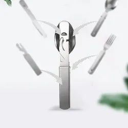 Stainless Steel Portable Outdoor Camping Multi-functional Combination Cutlery Knife And Fork Set Military Fan Fork And Spoon