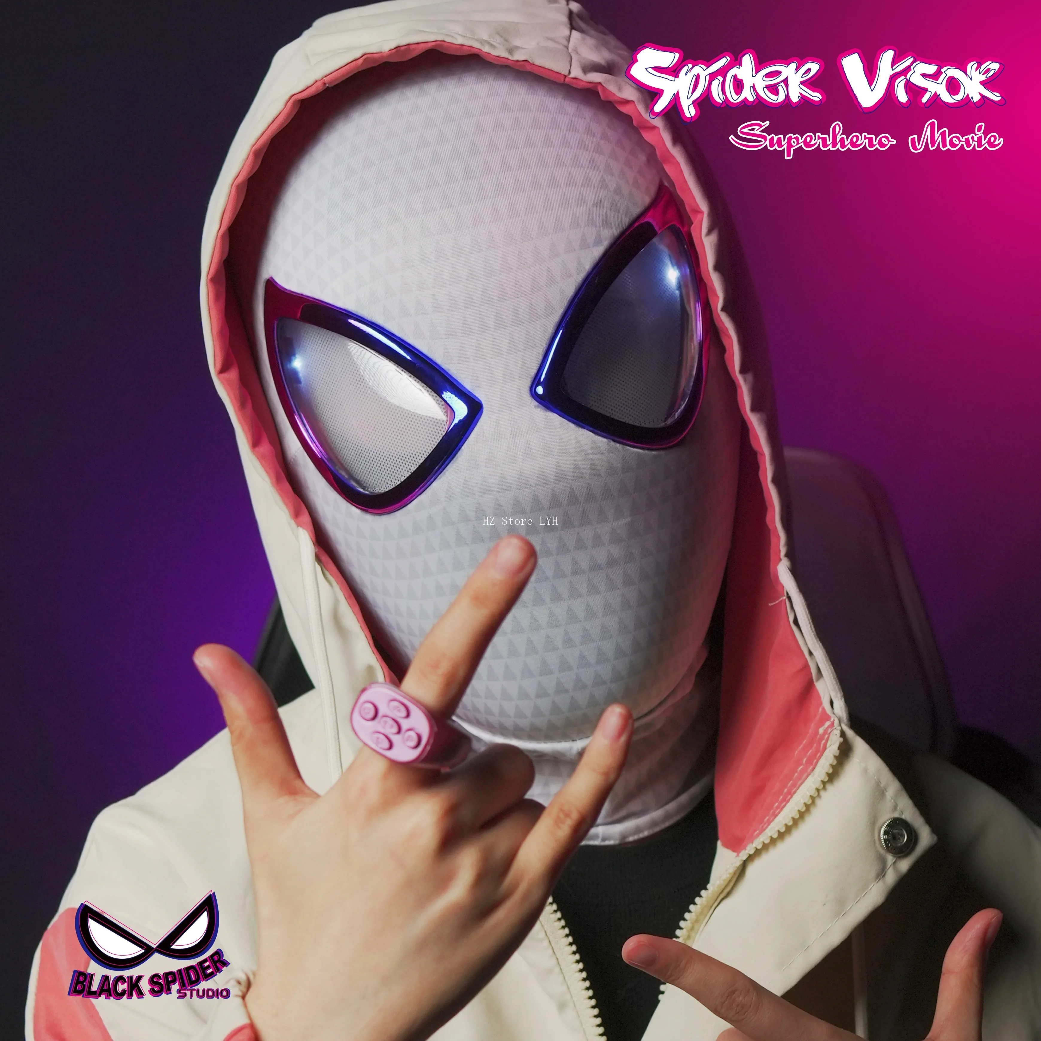 1:1 Miles Morales Mask with Movable Eyes Mascara Electric Gwen Spider Helmet Ring Control Halloween Cosplay Mask Toy Man Gift