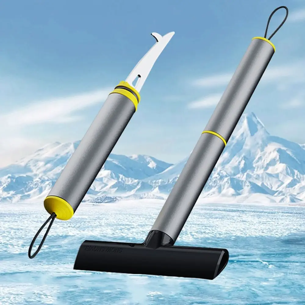 

Alloy Car Snow Shovel Telescopic Portable Car Windshield Ice Scraper 2 in 1 Universal Snow Cleaning Scraping Tool