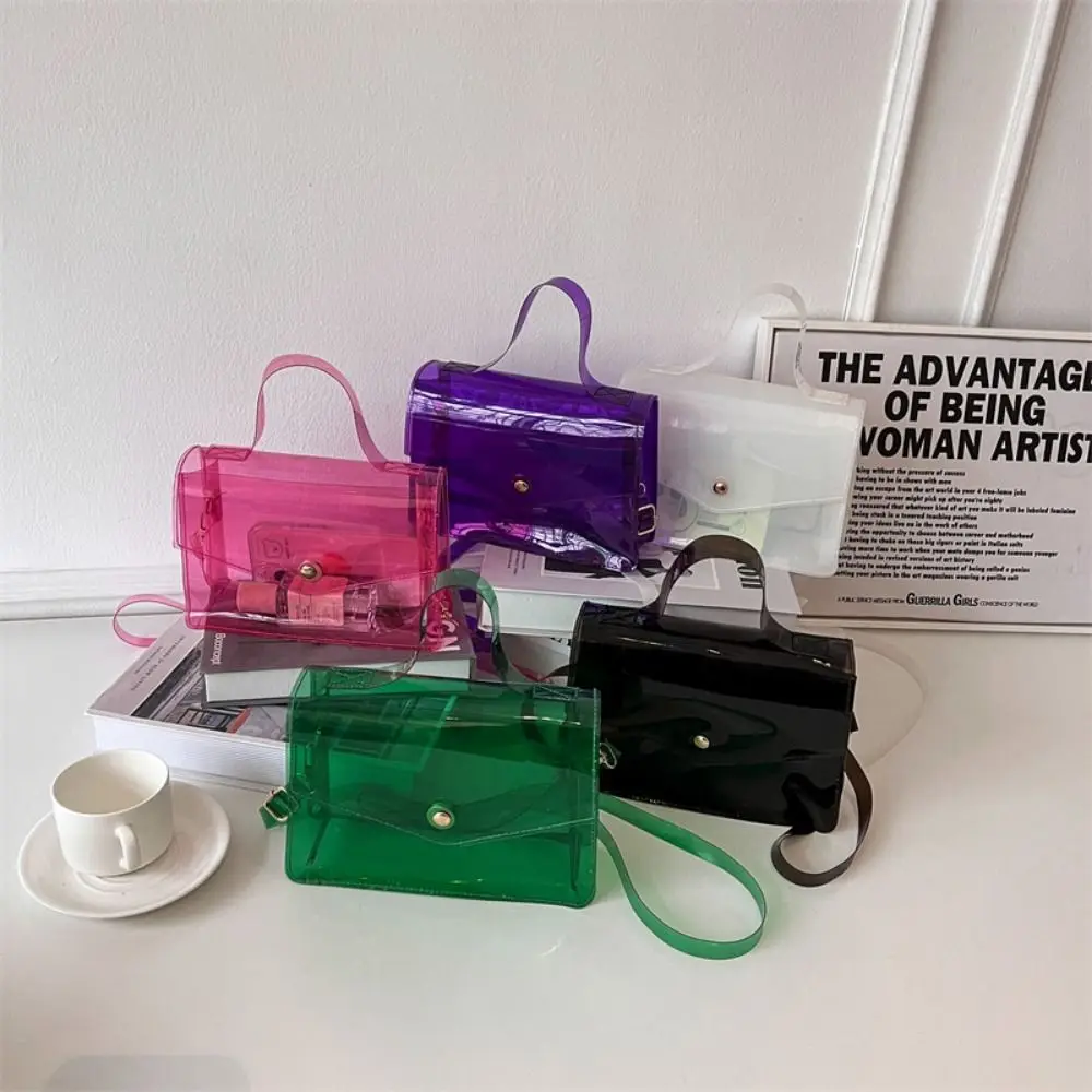 

Simple Waterproof Clear Tote Bag Portable PVC Jelly Transparent Shoulder Bag Large Capacity Fashion Women's Bag Commuting