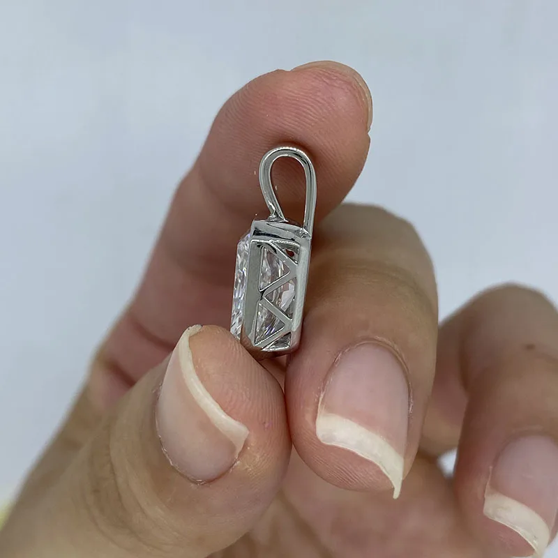 6CT Radiant Cut IGI Lab Grown Diamond Only Pendant 14K White Gold DEF Color VS-VVS Diamond Handmade Jewelry