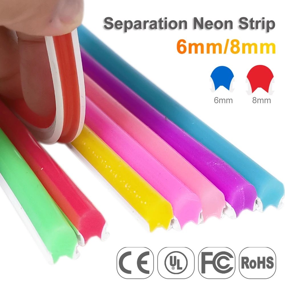 

12Colors Separate Silicone Neon Strip Flexible Soft Bendable 6/8mm DIY Sign Waterproof 120Leds S Shape 2835SMD LED Light DC12V