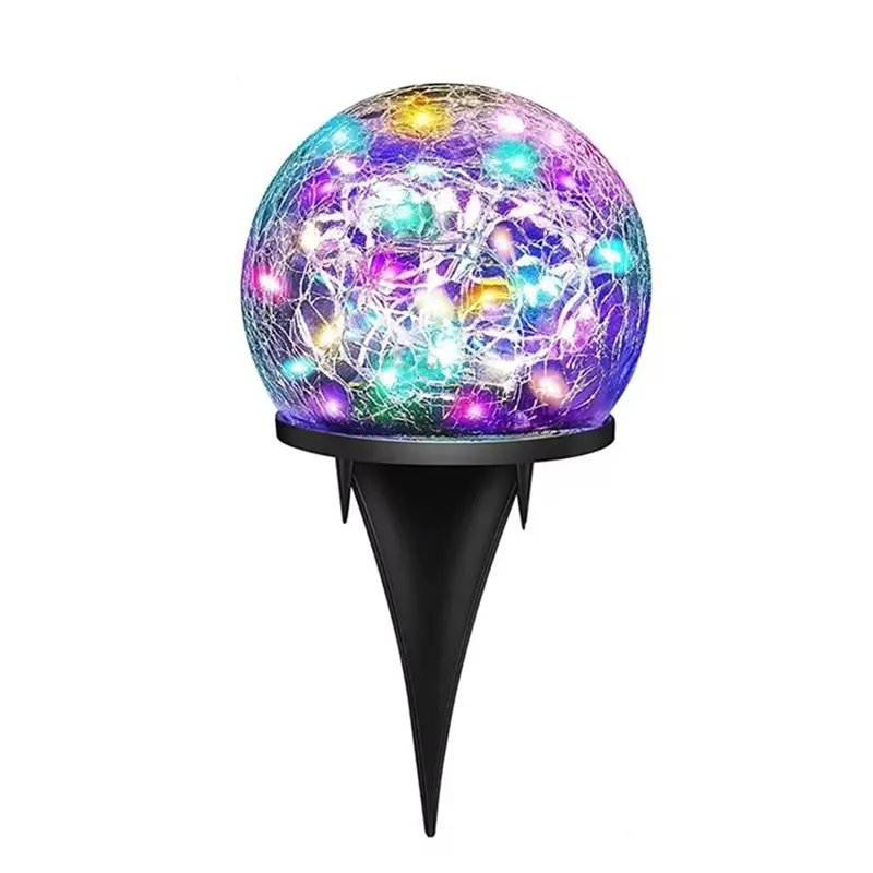 

CYCLI - Уличный солнечный садовый светильник 10 см, цветной, круглый, с эффектом кракле, водонепроницаемый, для ландшафтного декора, в форме шара