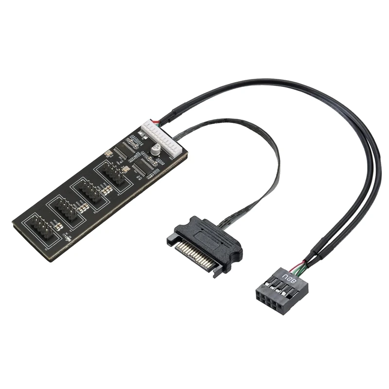 

9Pin USB Header Splitter With SATA Power Cable, Internal USB Hub Extension USB 2.0 Splitter Connector For Motherboard Durable