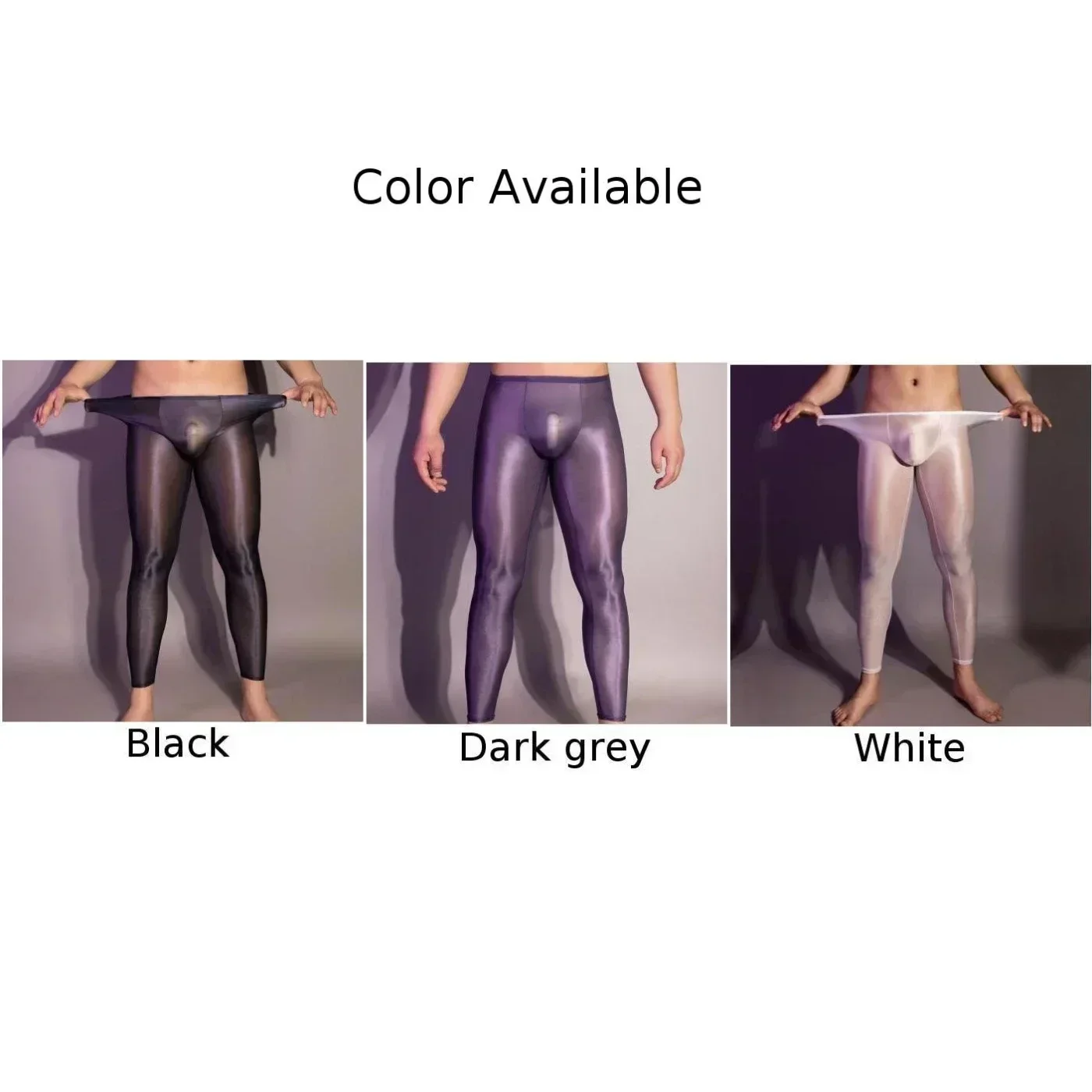 Mens Ultra Thin Oil Shiny Pantyhose Leggings See Through Underwear Long Pants Transparent Skinny Trousers Erotic Underwear