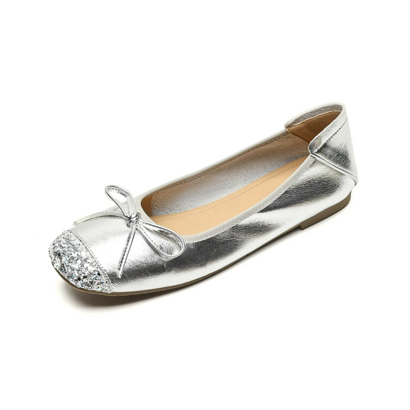 

Spring/Autumn Ballet-Style Bow Flat Flats for Women Square Toe Soft Sole Mary Jane Shoes Comfortable Commuter Flats