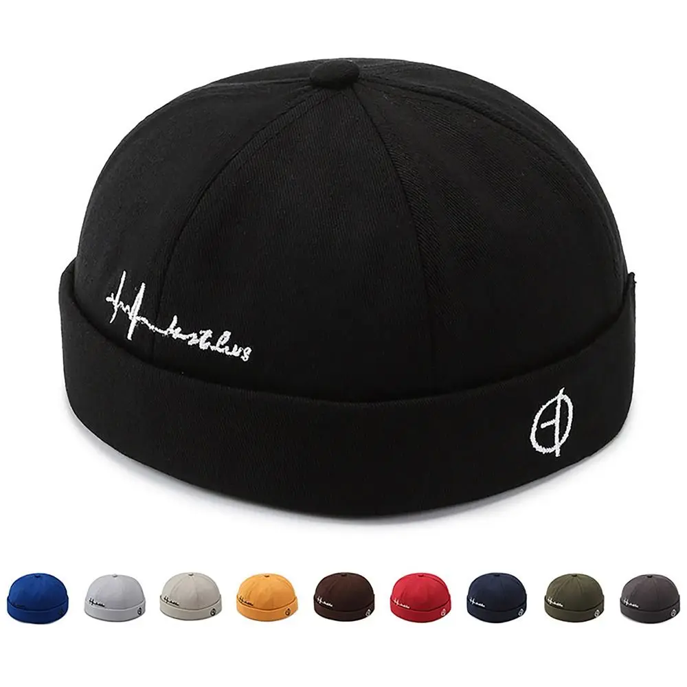 Einfarbige Baumwolle Docker Cap neue Kleidung alle Jahreszeiten Brief druck Vermieter Hut Street Style randlose Hip Hop Hüte Unisex