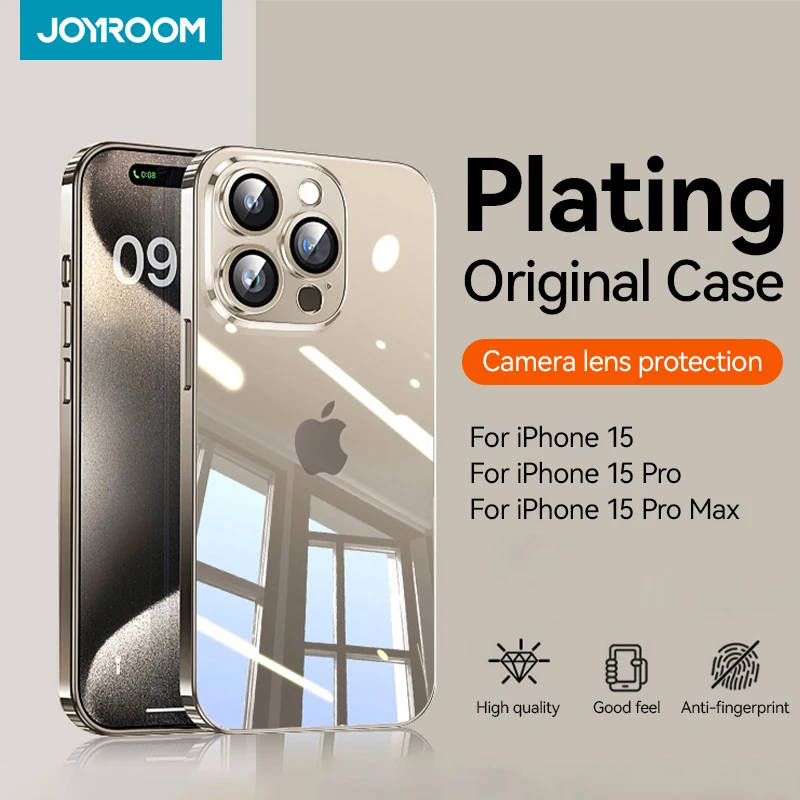 Joyroom Transparent Case For iPhone 15 14 13 12 Pro Max Anti-fall Cover Shockproof Case With Lens Protection For iPhone