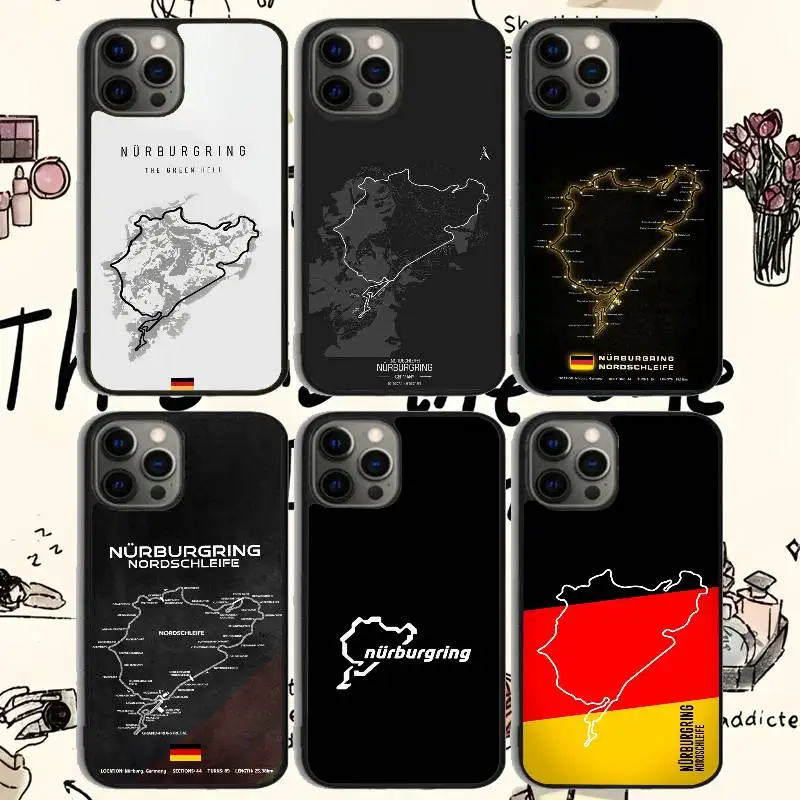 

N-Nurburgring Sport Car Phone Case For 11 12 13 14 15 16Pro Max mini Plus Frosted mirror Phone Cover