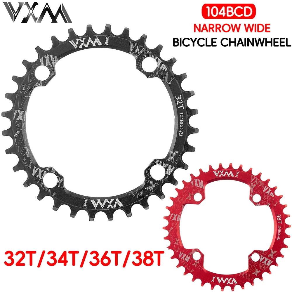 VXM Narrow Wide Bike Chainring 104BCD MTB Crankset Aluminum Alloy Chainwheel 32T 34T 36T 38T Round Crank Set Road Bicycle Parts