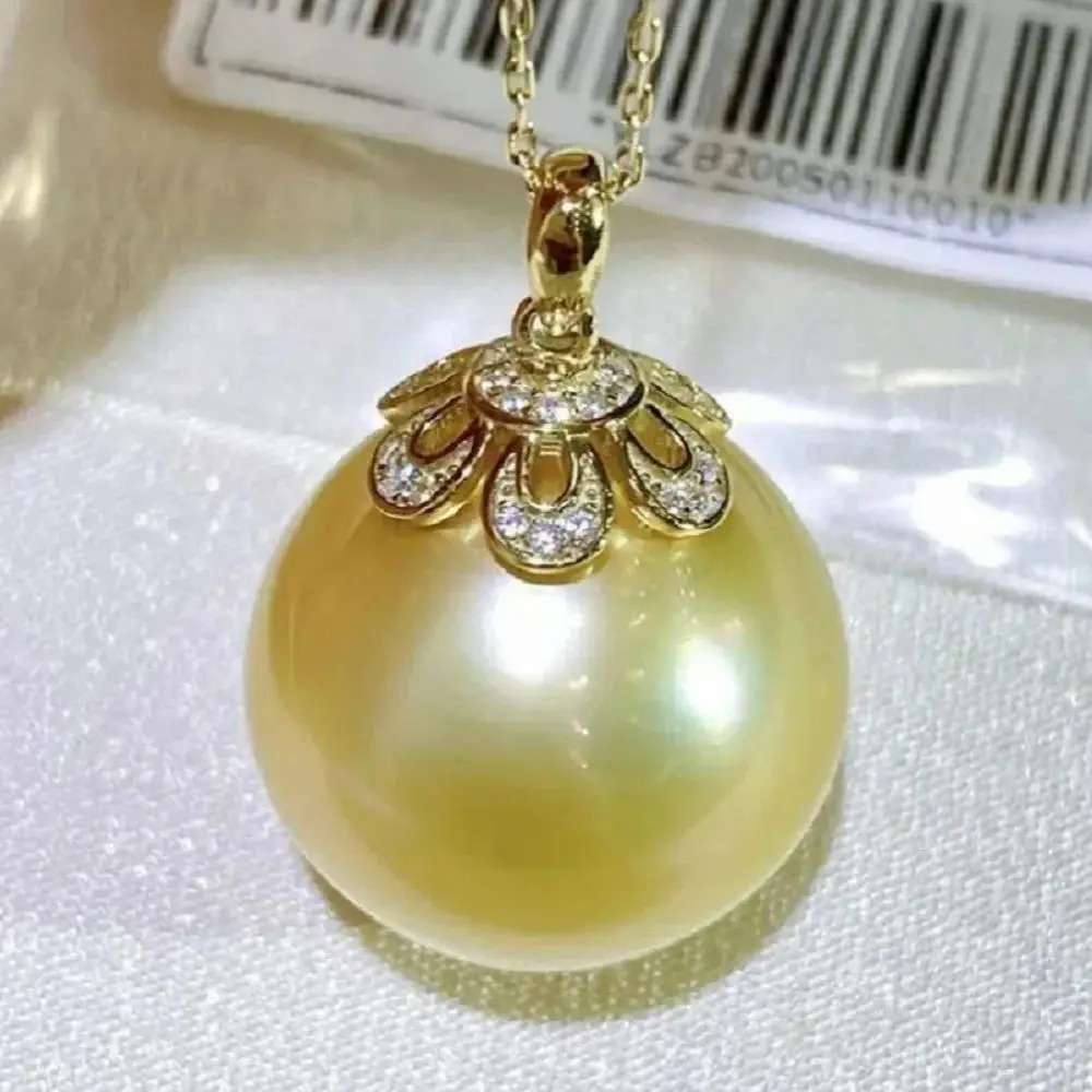 

18'' PEARL PENDANT 11-12MM Fashion Jewelry AAAA SOUTH SEA ROUND GOLDEN NECKLACE 925s Freeshippings Items