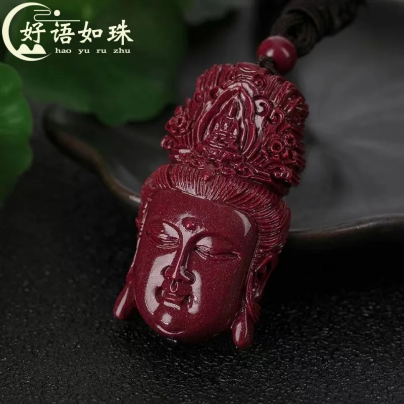 Genuine Goods Guanyin Bodhisattva Cinnabar Natural High-Content Imperial Purple Gold Sand for Men and Women Pendant Neck