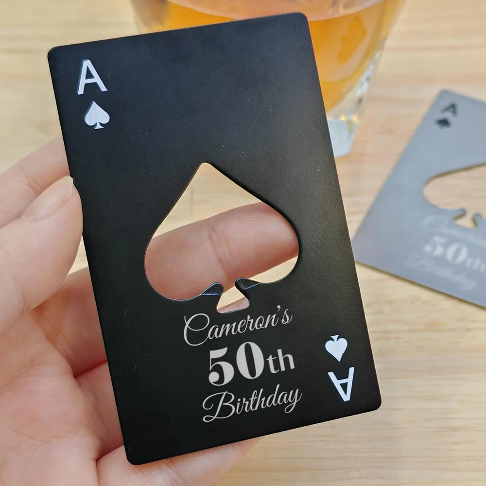 

Personalized 1Pcs 21st 30th 40th 50th Birthday Gift Ace of Spades Bottle Beer Opener Birthday Party Supplies Desktop Decoration