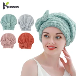 Microfiber Hair Drying Towels Super Absorbent Turban Hair Towel Cap Quick Dry Head wrap with Bow-Knot Shower Cap for Wet Hair