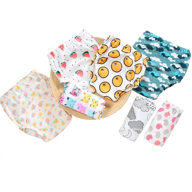 Baby DIY Cartoon Cloth Diapers Four Floors Gauze Diapers Water Proof Washable Diaper Pants Pure Cotton Diaper Pocket Study Pant