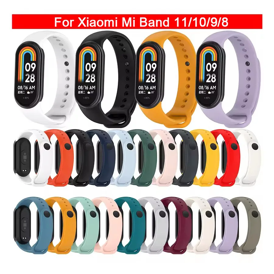 Silicone Strap For Xiaomi Mi Band 11 10 9/9 NFC Sport Belt Replacement Bracelet Waterproof Smart Band 8 Watchband Accessories