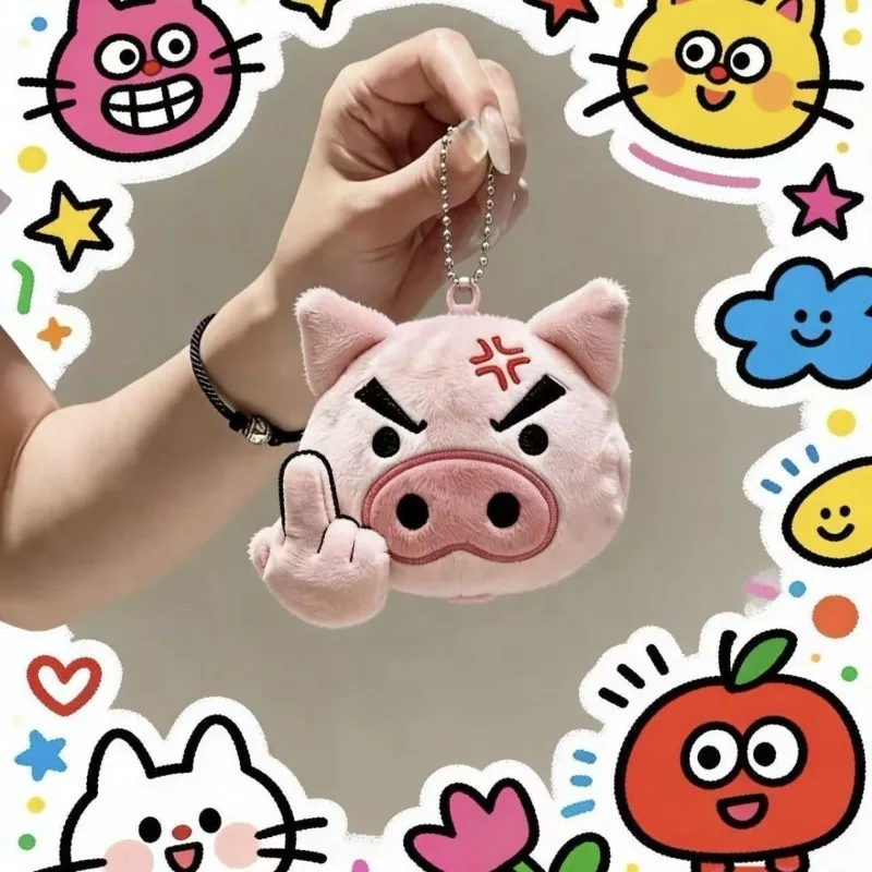 Crayon Shin-chan Cartoon Plush Keychain Creative Cute Pink Fat Zaemon Plush Doll Pendant Suitable for Backpack Car Key Gift view 3