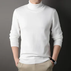 Mens Winter Sweater Thick Warm Knitwear Man Classic Solid Bottom Shirts Men's Pullover White Black Red Fleeced Clothes