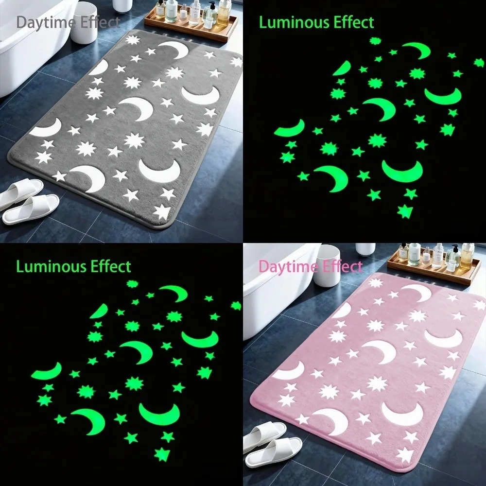 New Luminous Moon Star Pattern Toilet Mat Soft Absorbent Non Slip Bathroom Mat Toilet Floor Mat Bathroom