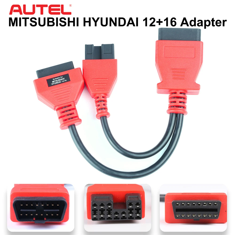Autel Mitsubishi Hyundai 12 + 16 Pin محول تشخيص السيارة obd محول لميتسوبيشي وشركة هيونداي ، 12 + 16 دبوس إلى 16pin محول