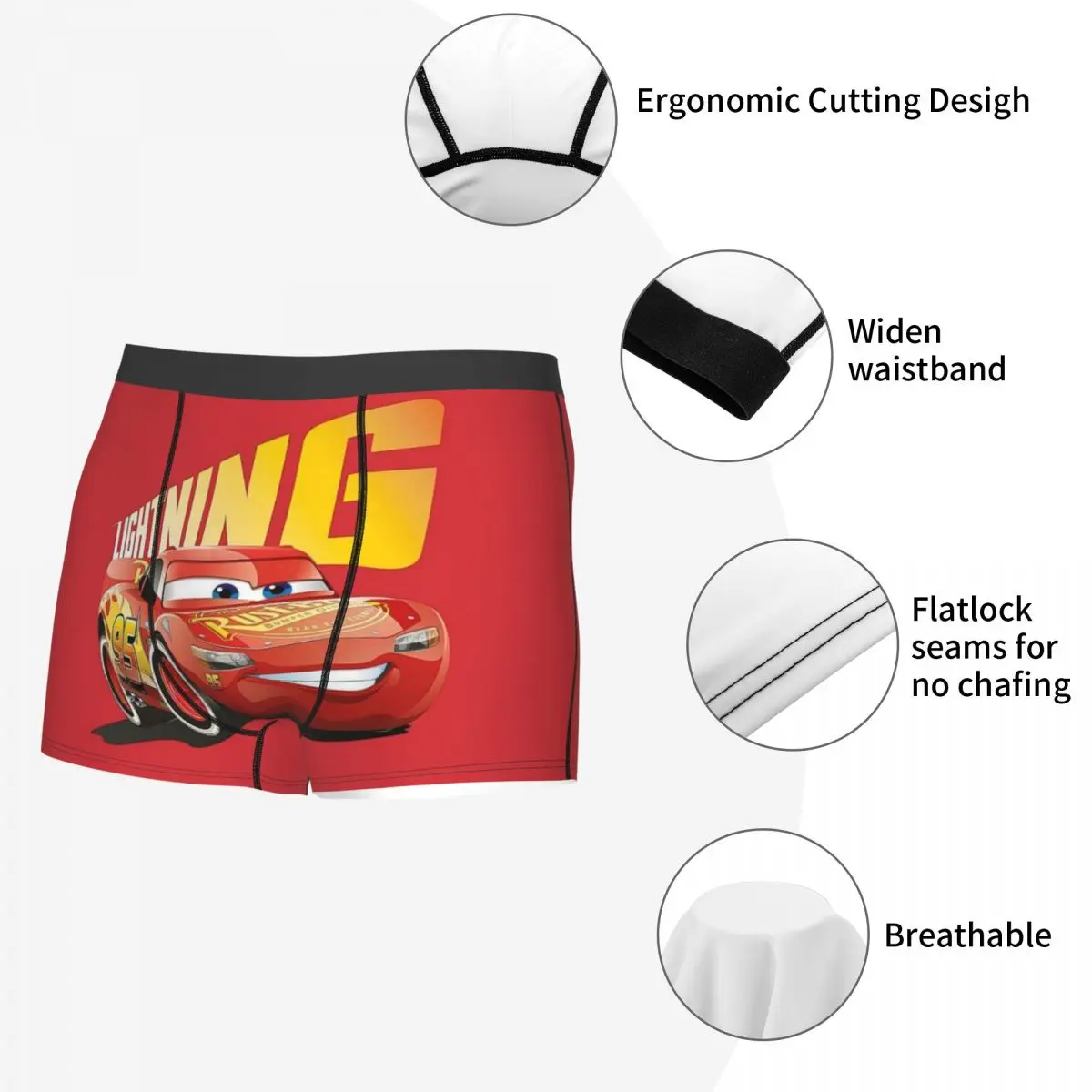 Custom Lighting McQueen Underwear Men Stretch Cars Boxer Briefs Shorts Panties Soft Underpants For Homme