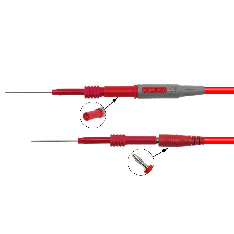Imagem -06 - Cleqee-sondas de Teste Multímetro Não Destrutivas Pvc Macio Agulha Piercing de Isolamento Vermelho Preto P5009 10 Pcs