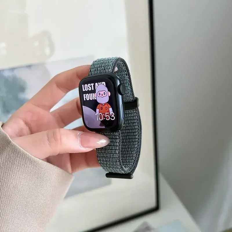 Nylon Solo Loop Bands for iWatch Series 9-Ultra,Adjustable Breathable Braided Straps