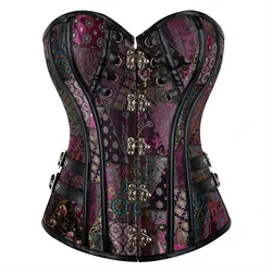 Gothic Steampunk Corset for Women Halloween Cosplay Goth Punk Overbust Bustier