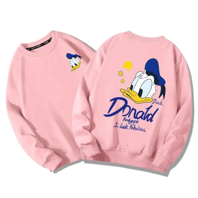 Disney-suéter de manga larga con cuello redondo para niños y adultos, suéter informal Kawaii para padres e hijos, con estampado del pato Donald Y2K,