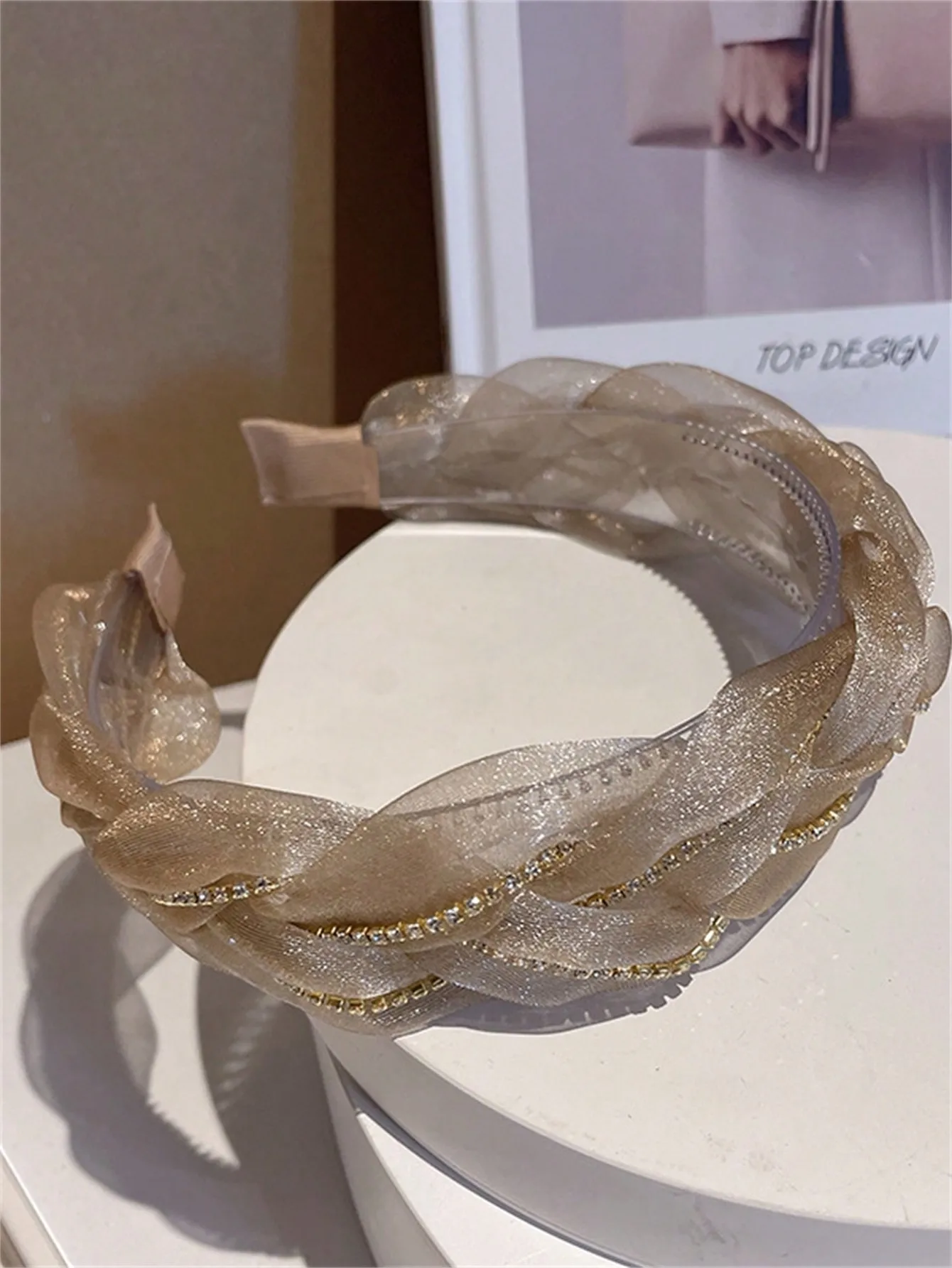 1 new organza braid non-slip out pressure hairpin temperament high cranial top wide edge rhinocera headband for women