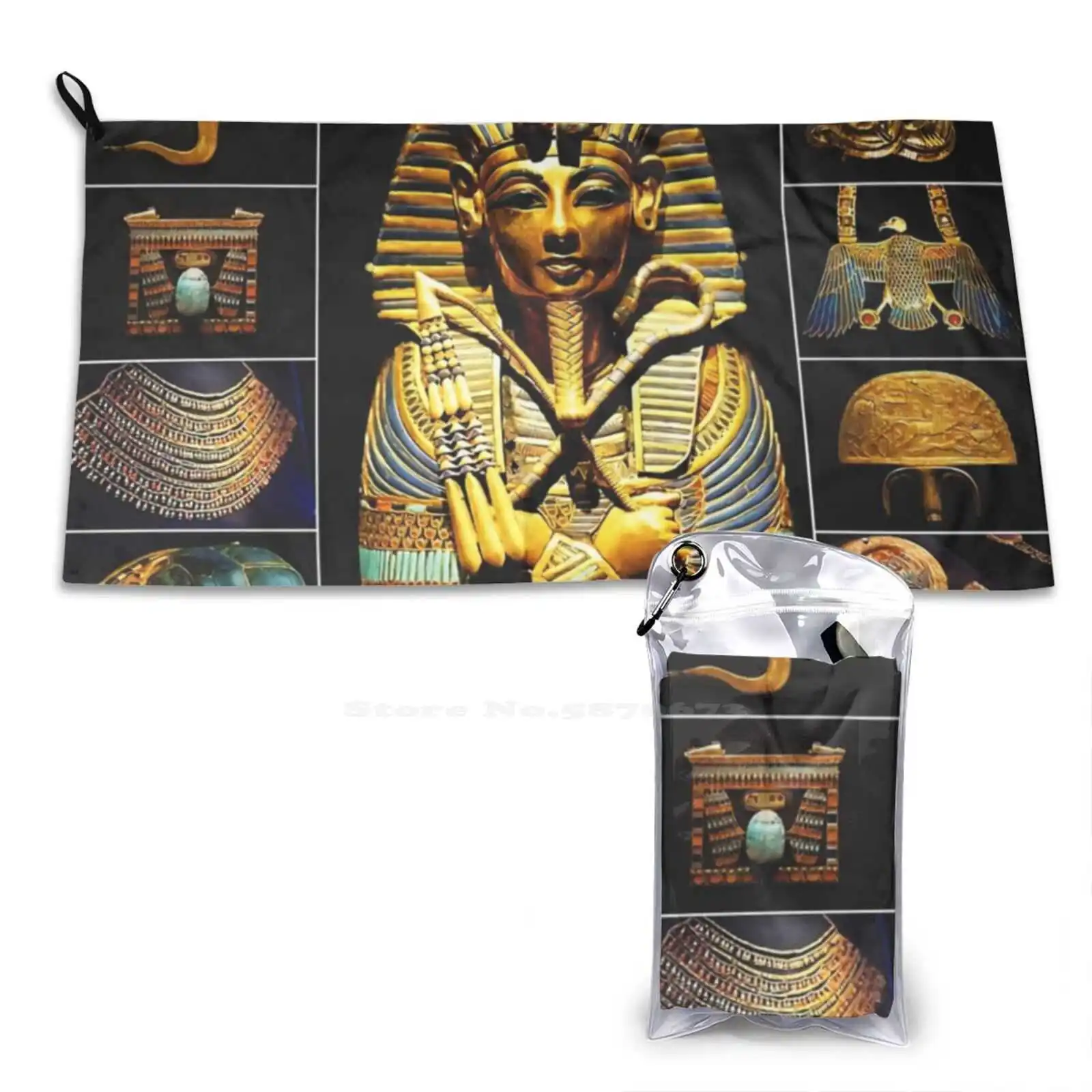 King Tut ( Tutankhamun ) Microfiber Quick Dry Towel Beach Towel Tutankhamun Pharaoh Mummy Tutankhamen Ancient Egyptian Tombs