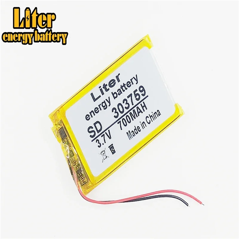 3.7V 700mAH 303759 PLIB; polymer lithium ion / Li-ion battery for GPS,mp3,mp4,mp5,dvd,bluetooth,model toy