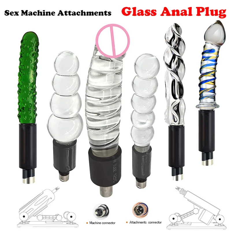 Glass Penis Anal penetration sex toys dildo Butt Plug adult toy sex machine with 3XLR Adapter Quick Air Connector Accessories
