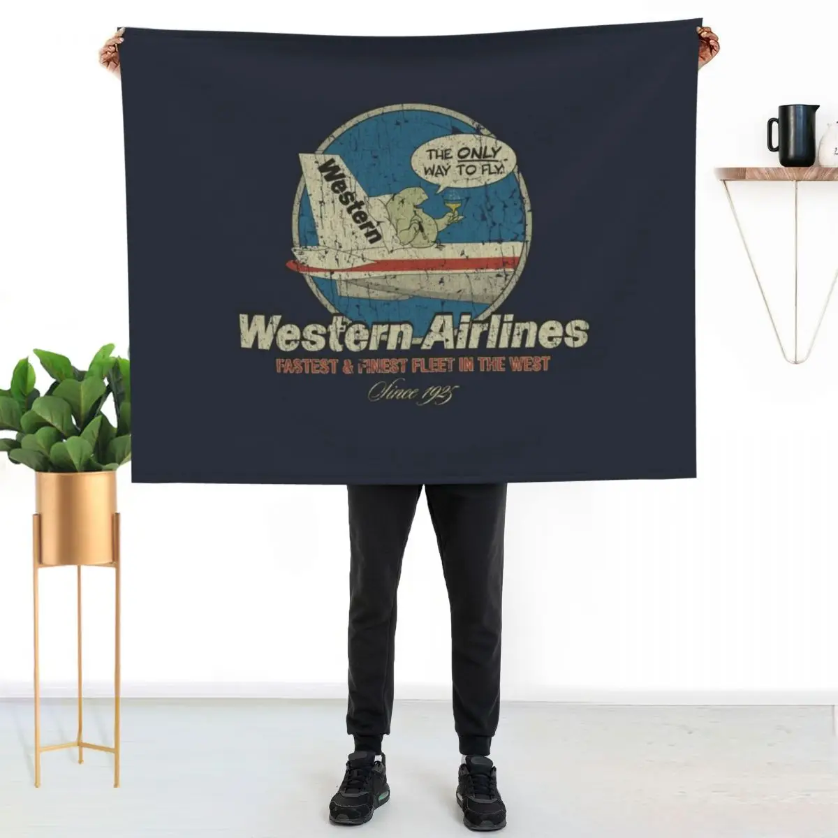 Western Airlines 1956 Throw Blanket Plaid Polar Blankets For Baby funny gift Flannels Soft Blankets