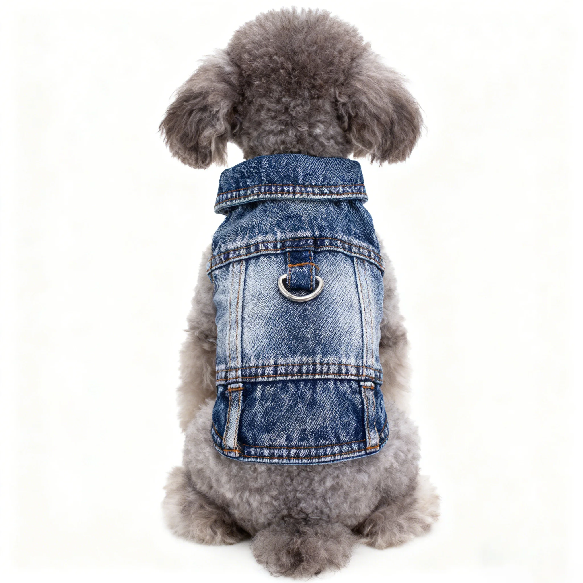 Dog Jeans Jacket ,Cool Puppy Summer Clothes ,Dog Denim Shirts for Small Boy Dogs Cats Outfits Washable Durable Harness Vest