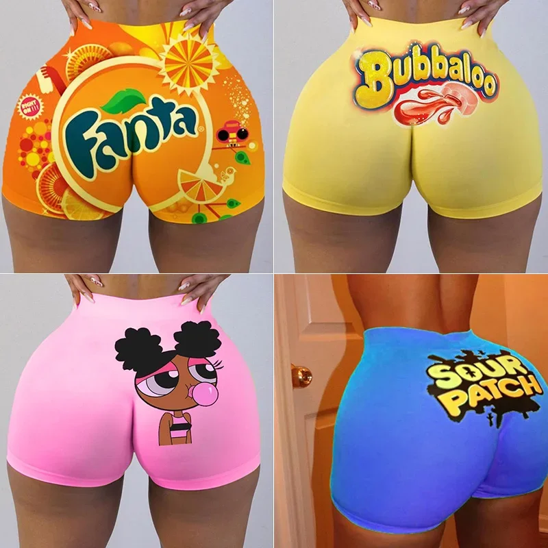 Plus Size Sexy Women\'s Biker Shorts Fashion Summer Clothes for Women High Waist Sweat Pants Fitness Fanta Booty Shorts