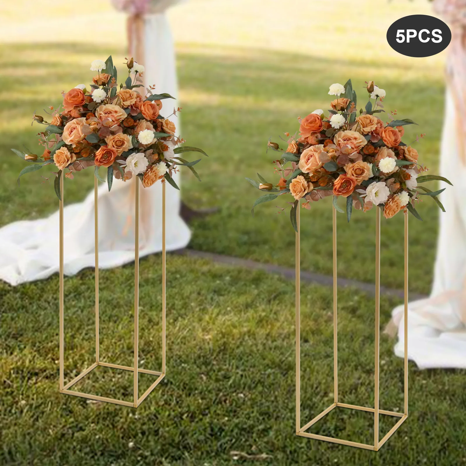 Soporte de flores de boda dorado, florero de Metal para boda, centro de mesa de boda para fiesta, eventos, decoración del hogar, 5 uds.