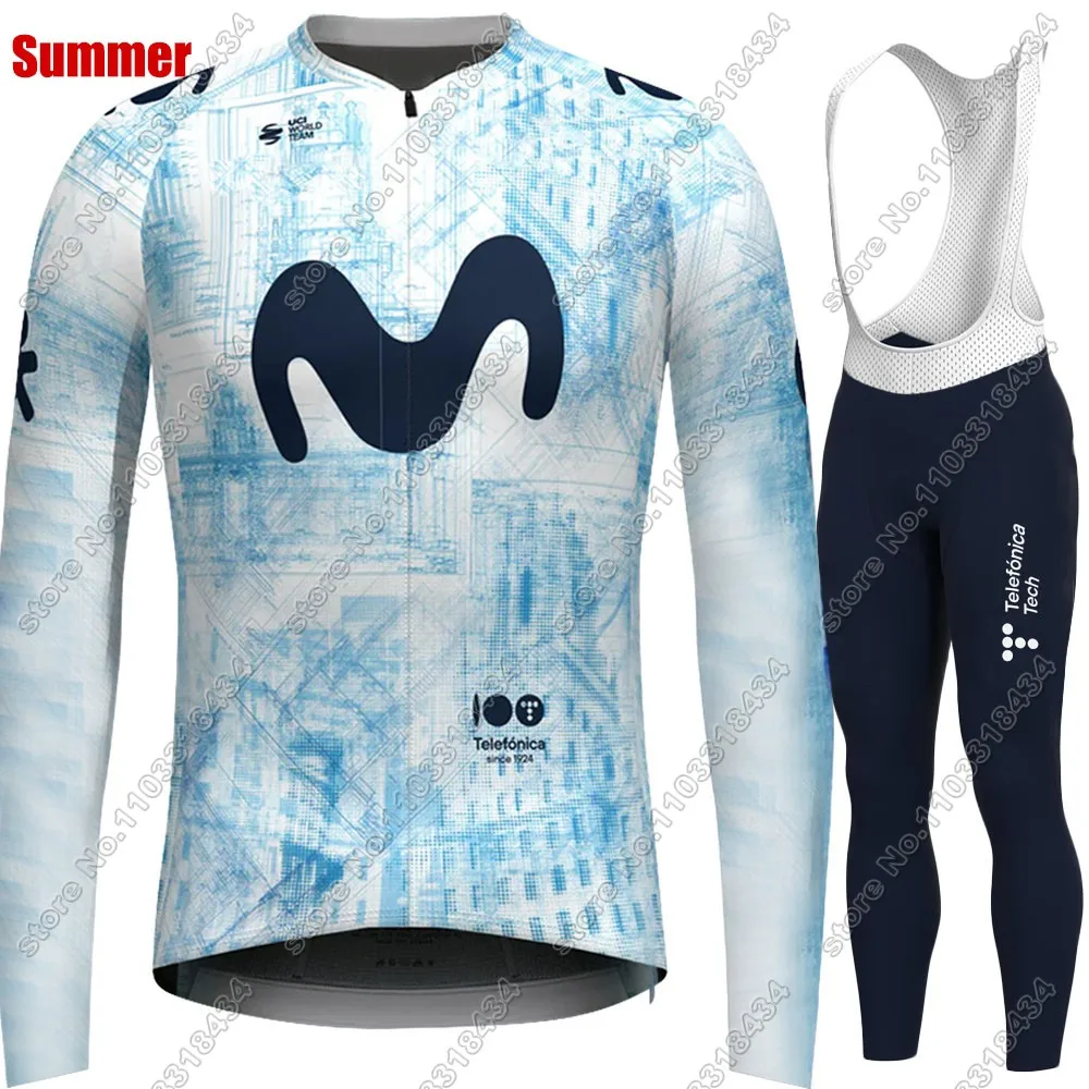 Pro Team M 2024 Cycling Jersey Long Sleeve Set Men Spain Clothing Suit MTB Road Bike MTB Pants Bib Ropa Ciclismo Maillot