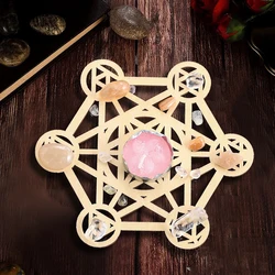 Metatron's Cube Sacred Geometry Wood Board Hexagram Wall Art Hanging Decor Yoga Meditation Spiritual Crystal Grid Display Base