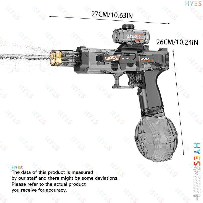HYES 2025 nouveau pistolet à eau électrique avec effet de lumière de feu enfants été en plein air plage pataugeoire piscine jouets d'eau pistolet jouets Gitfs
