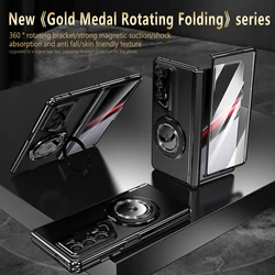 For Honor Magic V2 Case Luxury Aluminum Alloy Plate 360° Rotating Bracket For Honor Magic V2 Shockproof Bumper Funda