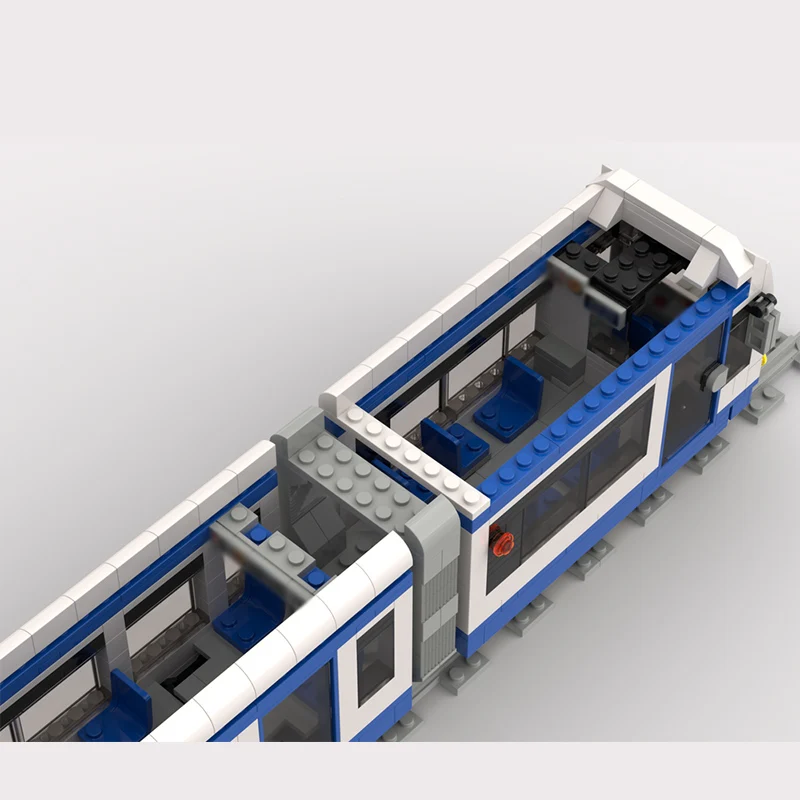 Model samochodu miejskiego MOC Klocki konstrukcyjne Kolejka tramwajowa pasażerska Technologia modułowa Prezenty świąteczne dla dzieci Zabawki do składania Zestaw