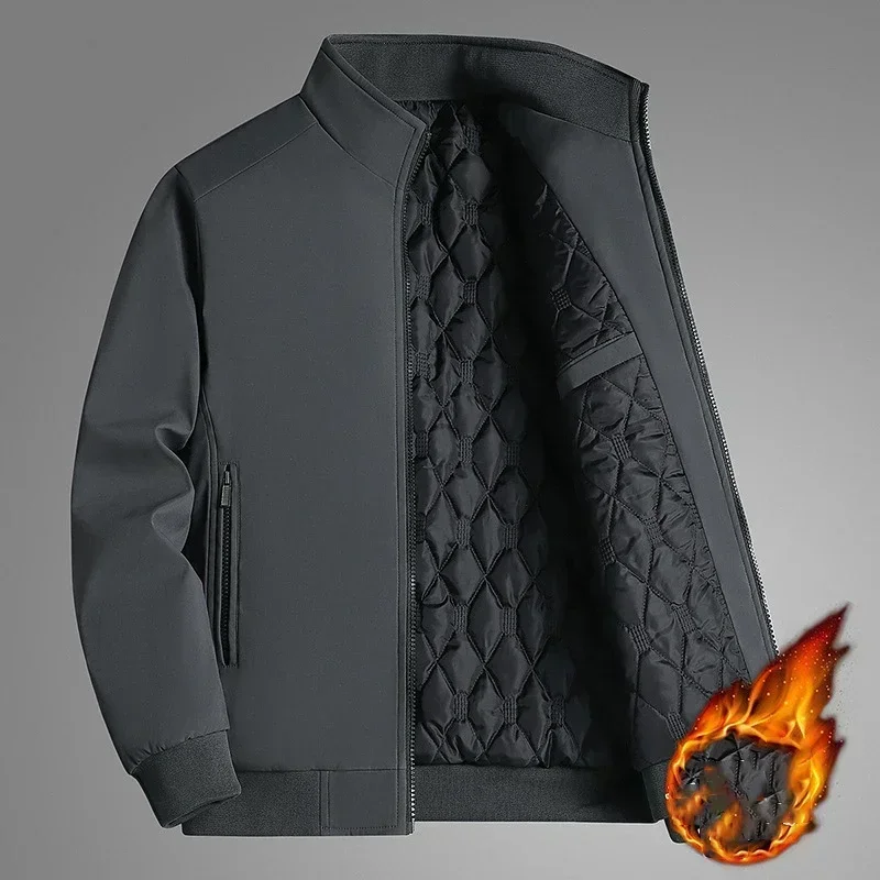 

BROWON Plus Size 8xl Jacket for Men 2024 Thick Stand Collar Solid Winter Jacket Men Waterproof Warm Business Casual Men Coats