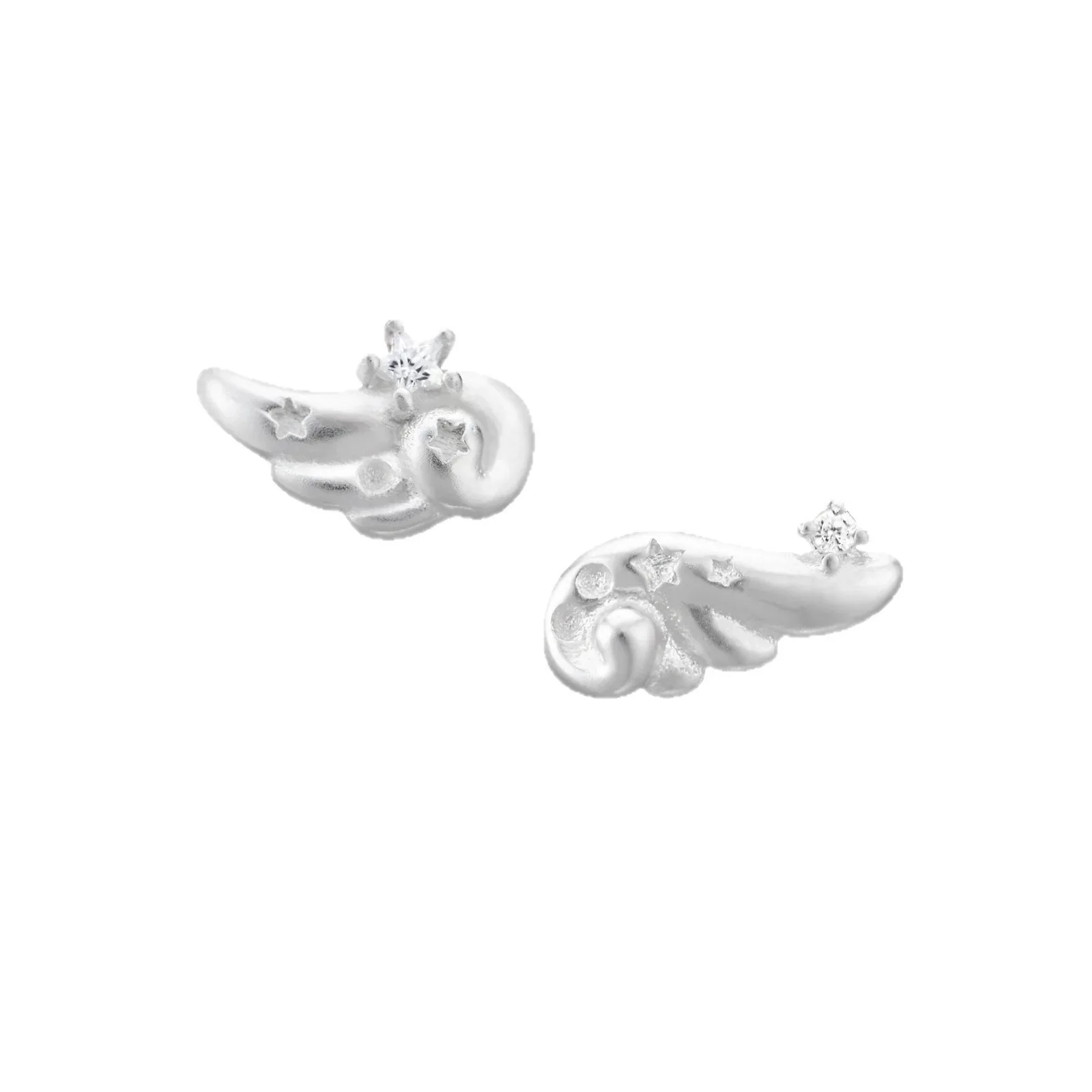 PANJBJ 925 Sterling Silber Flügel-Ohrringe für Frauen, Engel, mattierter Zirkon, süß, romantisch, vielseitiger Schmuck, Geschenk, Großhandel – Detail 4