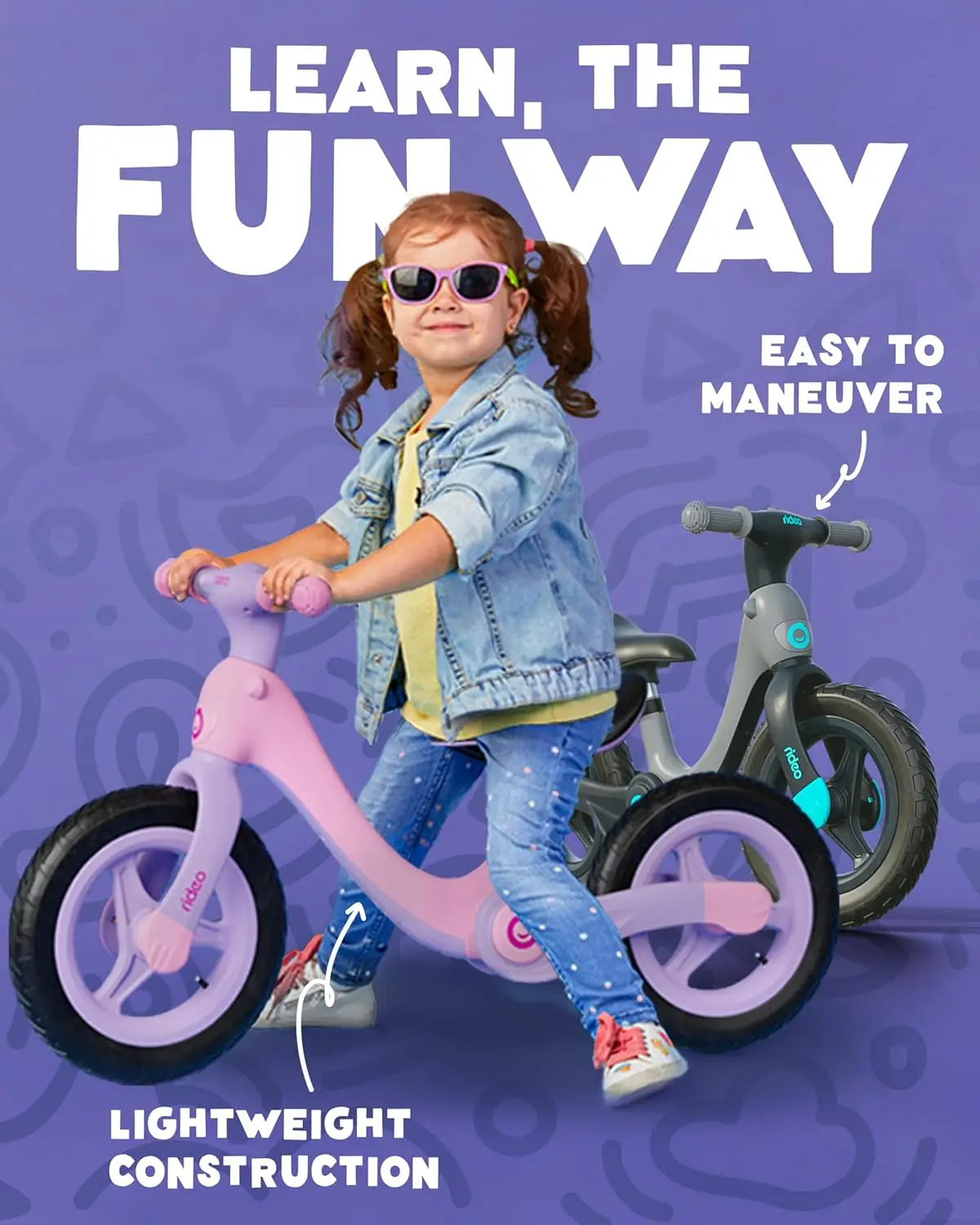 Bicicleta de equilibrio plegable para niños, bicicleta de seguridad para niños pequeños de 12 ", bicicleta de empuje con correa de transporte para niños y niñas de 3 a 5 años