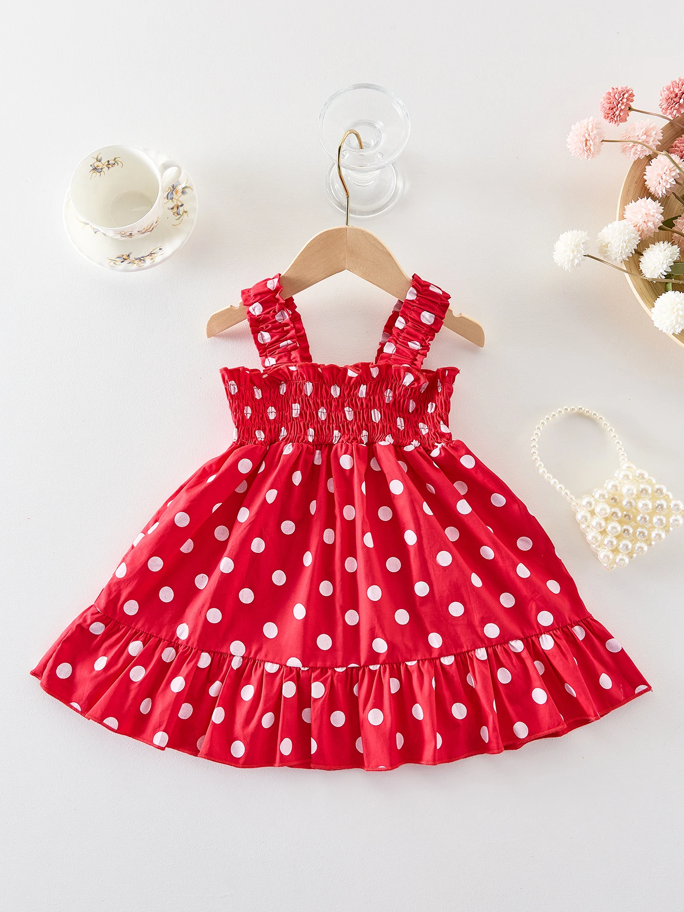 

Летняя одежда для малышей, топ с бретельками на бретельках, стильный горошек, платье принцессы для новорожденных, классическое платье в горошек с рыбьим хвостом