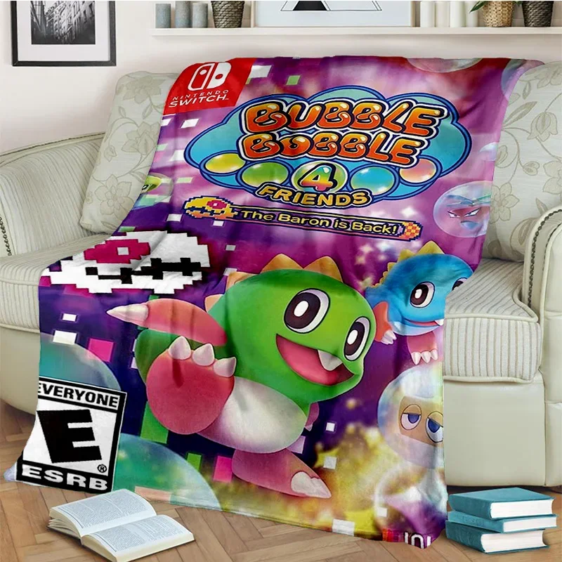 Bubble Bobble Cartoon Game Gamer 3D Blanket,Soft Throw Blanket for Home Bedroom Bed Sofa Picnic Travel Office Cover Blanket Kids